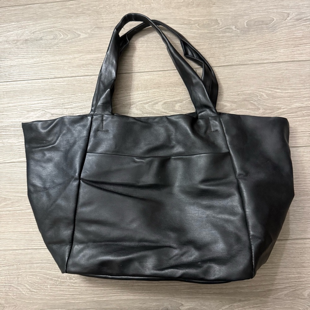 Mossimo Black Faux Leather Large Tote Bag